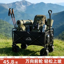 Outdoor Camping Cart, Foldable Camping Trailer, Picnic Cart, Delivery Cart, Stall Cart, Children Can Lie down in It