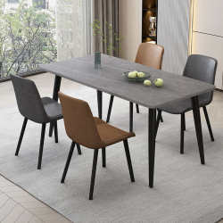 Italian rock slab dining table and chair combination small apartment minimalist and light luxury household rectangular dining table pure white modern table