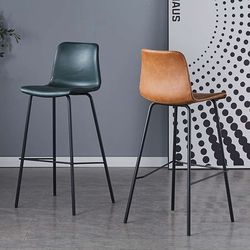 Saddle leather bar chair light luxury backrest iron art home bar stool bar chair simple cafe negotiation bar chair