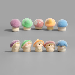 Bored? Check Out the Flocked Mushroom Mood-Relieving and Healing Desktop Screen Ornament for Your Workstation