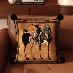 High-End French-Style Orange Mid-Century Sofa Throw Pillows, Living Room Light Luxury Retro Pillowcase Set, Bed Chinese-Style Cushions