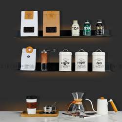 Model kitchen cabinet coffee series shelf combination ornaments coffee beans storage jars bottles cups props