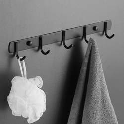 Black door hook storage rack without punching stainless steel row hook wardrobe hook fitting room wall strong sticky hook