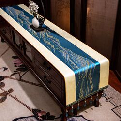 New Chinese style TV cabinet cover cloth coffee table upholstery high-end fabric table decoration cloth long dustproof tablecloth customization