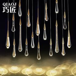 Postmodern crystal glass chandelier creative water drop restaurant bar designer meteor shower multi-head stairwell long lamp