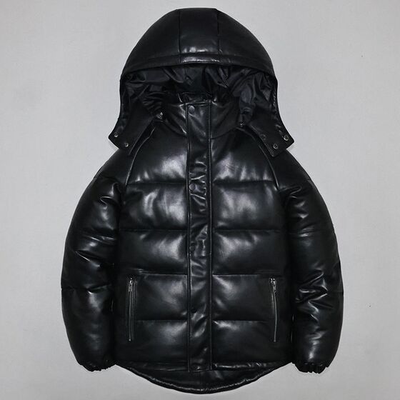 
Men and women genuine leather down jackets, top layer sheepskin jackets, take off hats, youth casual winter thickened warm jackets