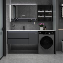 Imperial Sanitary Ware Rock Slab Hot-Bent Basin Washing Machine Integrated Bathroom Cabinet Combination Bathroom Sink Washbasin Cabinet Combination