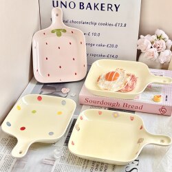 Hand-Painted Fruit Plate, Ceramic Plate, Particularly Beautiful High-End Plate, Household Underglaze Color Vegetable Plate, Beautiful Plate