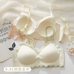 Summer thin underwear for women with small breasts gathered and collected at the side breasts to prevent sagging girls high school students’ marks fixed cup bra
