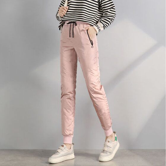 
Down cotton trousers for women's outer wear in winter 2021 new high-waisted slim-fitting cotton trousers plus velvet and thickened warm women's trousers