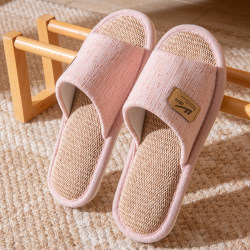 Pull-Back Linen Slippers for Women, Spring and Autumn New Style, Indoor Soft-Soled Breathable Non-Slip Cotton and Linen Slippers for Men