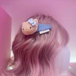 Cute Cartoon Plush Kt Cat Hairpin Female Side Bangs Clip Headdress Hairpin Hair Accessories Accessible Luxury Leopard Print Hot Style