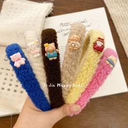 Autumn and Winter Sweet Lamb Wool Headband Cute Cartoon Bear and Rabbit Headband Non-Slip Children's Hair Clip Headwear