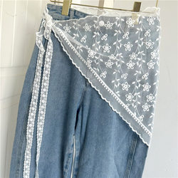 2026 New Lace Hollow-Out Skirt for Women, Versatile Layered Korean-Style Short Skirt with Waist Tie, Spring and Summer Triangle Headscarf