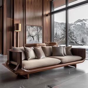 
New Chinese style solid wood reception sofa peach ash wood hotel B&B office leisure furniture