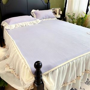 
2024 new bed skirt ice silk cool mat three-piece set Class A mother and baby high-end super cool feeling, washable soft cool mat