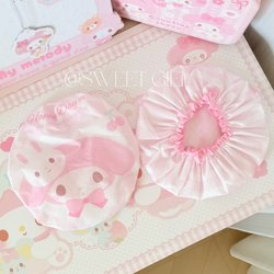 1 Cute Cartoon-Style Shower Cap for Girls, Double-Layer Thickened Bath Cap, Waterproof Household Anti-Moisture Hair Cover