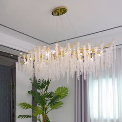 Light luxury restaurant chandeliers crystal lamp 2024 new long striped artistic creative branches living room American dining room lamp crystal