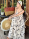 French style lazy style floral suspender dress for women, loose, slim and high-end holiday style sleeveless long dress for summer