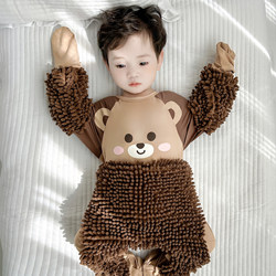 Baby Crawling Clothes, Knee Pads, Mop Clothes, Infant Floor Cleaning Clothes, Anti-Dirt One-Piece Coveralls, Crawling Clothes for Summer, Spring, Autumn, and Winter