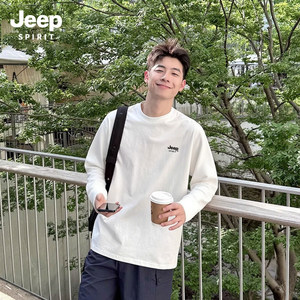 
Jeep pure cotton long-sleeved T-shirt men's 2026 new spring and autumn bottoming shirt clothes men's round neck large size