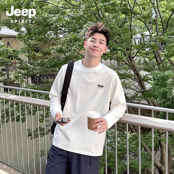 
Jeep pure cotton long-sleeved T-shirt men's 2026 new spring and autumn bottoming shirt clothes men's round neck large size