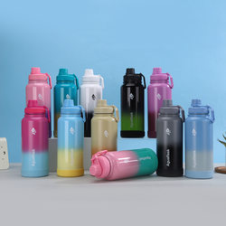 304 stainless steel thermos cup gradient color space cup outdoor portable sports water bottle large capacity