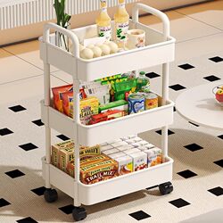 Small Trolley Storage Rack for Home Use, Multi-Layer Snack Organizer for Living Room, Mobile Kitchen Fruit and Vegetable Basket