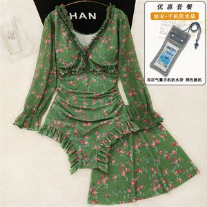 
[Blue Ocean Memory] Refreshing and Whitening Summer Swimsuit Women's One-piece Two-Piece Set Slimming Girls' New Style for Female Girls Slimming and Covering Female New Style