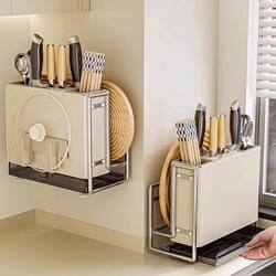 Kitchen Knife Storage Rack, Household Multifunctional Knife Holder, Chopstick Cage Rack, Countertop Chopping Board, Knife and Chopstick Organizer