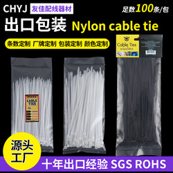 One Hundred Nylon Cable Ties, Self-Locking, Strong Pull Force, Black and White Buckle Straps, Fixed Binding Straps, Plastic Cable Ties