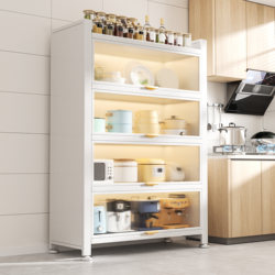Kitchen Storage Rack, Floor-Standing Multi-Layer Dust-Proof Microwave Oven Storage Cabinet, Household Multi-Functional Sideboard Cabinet