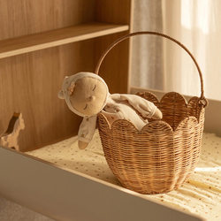 New Scandinavian Rattan Tulip Flower-Shaped Storage Basket Kidsren's Outdoor Portable Basket Picnic Basket Hand-Woven