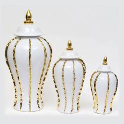 Ceramic light luxury electroplating general jar European flower vase handicraft ornament porch soft decoration decorative storage jar
