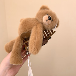 Cute Little Bear Bow Hair Clip, Ab-Sided Cartoon Doll Shark Clip, Unique and Adorable Hair Accessory