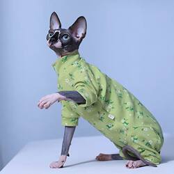 Pet summer floral four-legged vest prevents cold hairless cat clothing Sphinx Devin kitten
