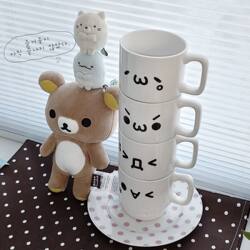 Meow Mouth* Emoji Cup Ceramic Mug Vintage Japanese Style Simple Cute Stackable Cup Couple Best Friend Birthday Gift