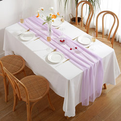 Purple high-grade chiffon table flag simple solid color table flag wedding banquet party home table decoration polyester table flag