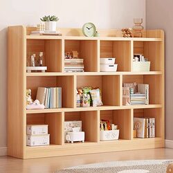 Solid Wood Bookshelf Floor-Standing Storage Rack Kindergarten Grid Cabinet Children's Bookcase Storage and Organization Integrated Wall-Mounted Small Cabinet