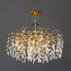 Art branch restaurant chandelier 2025 new American long bar light luxury crystal modern Amazon hot style