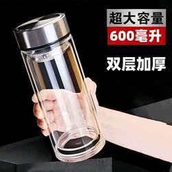 2025 New Model Unbreakable Tempered Glass Cup, High Temperature Resistant Borosilicate Double-Layer Glass Cup with Protective Cover, Men's Tea Cup