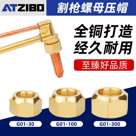 Cutting gun nut Copper Copper Gat G01-30 cutting torch 100 cutting gun accessories 300 cutting oxygen cutting copper screw
