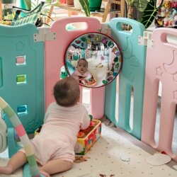 Low-Cost LAOSHU Montessori Cognitive Mirrors! Baby Safety Fence with Concave and Convex Mirrors Inside the Playpen Climbing Mat