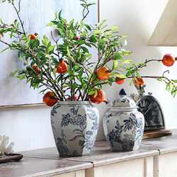 Decorative jar ornaments blue and white general jar hand-painted antique official kiln ceramic vase hydroponic storage jar
