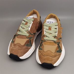 
[Scarce and missing] Fashionable and trendy all-match men's shoes trendy L leather mesh stitching suede leather casual sports