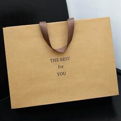 Natural Wood Color Kraft Paper Bags with a High-End Feel, Custom-Made for Clothing Stores, Wedding and Birthday Favors, Shopping Gift Bags