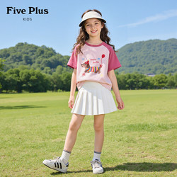 Five Plus Girls' Short-Sleeved T-Shirt Summer 2026 New Style Medium and Large Children's Raglan Top Fashionable and Versatile Children's Clothing