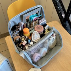 Vertical Large-Capacity Cosmetic Bag for Women, Portable Travel Partitioned Storage Bag, Portable Zipper-Type Student Cosmetic Bag