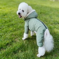 Pet Clothes for Large Dogs, Winter Clothing for Medium and Large Dogs, Belly-Covering Cotton Coat, Golden Retriever, Border Collie Dog Cotton Clothing, Leash-Compatible Four-Legged Clothing