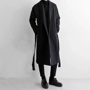 Mao woolen coat men's medium long winter thick British style loose Korean version of trendy shoulder trench coat
